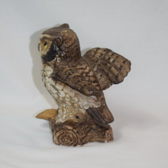 Vintage Home Interiors Woodland Great Horned Owl on Log #1114 EUC - Picture 2 of 5